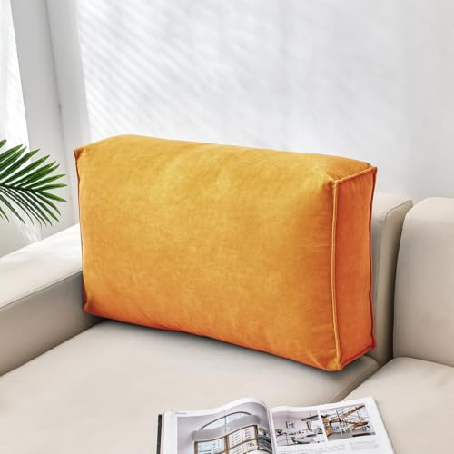 Genérico Cojín De Respaldo De Sofá De Esquina con Soporte Ergonómico para La Espalda, Cojín De Cama, Cojín De Lectura para Cama, Cojín De Cuña Larga, para Cama Y Cabecero,Naranja,60X12X45CM