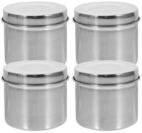 LIFKICH Edelstahl Lebensmittelbehälter 350ml Rund 8cm 4 Stück Luftdichte Probenboxen für Schulkantinen und Forschungseinrichtungen