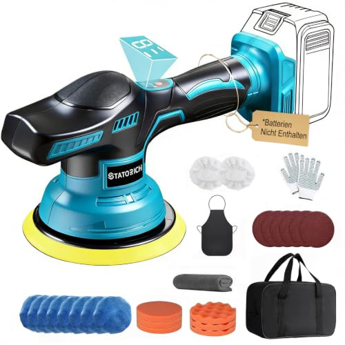 27pcs Poliermaschine Auto für Makita 18V-Akku,6 Zoll Orbital Auto Politur mit 8 Variablen Geschwindigkeiten,Auto poliermaschinen Set, für Polieren/Wachsen/Autodetaillierung(Ohne Akku)