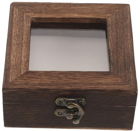 Veemoon Scatola in Legno per Conservare e Esporre Farfalle e Fiori Secchi con Coperchio a Ribalta Design Elegante e Minimalista, per Davanzali e Scaffali in Aula