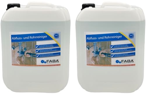 FABA Abflussfrei, Abflussreiniger, hochwirksamer Rohrreiniger 2 x 10 Liter