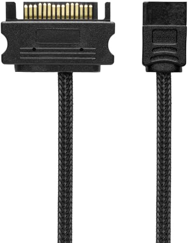 CRJ Slimline SATA Power Adapter Cable - 12-inch (30cm), Black Sleeved - Power 6-Pin Slimline Disk Drives with a 15-Pin SATA Power Supply Connector