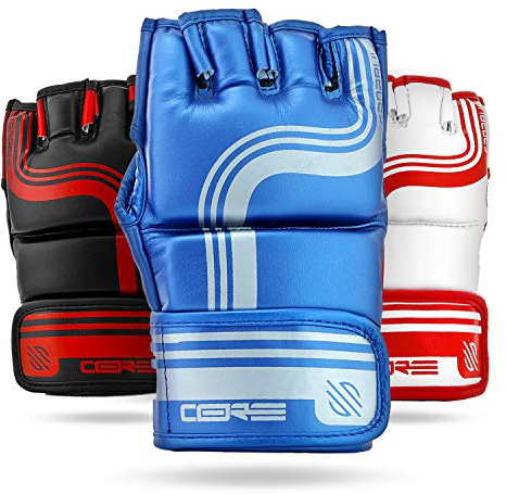 Sanabul Core 4oz MMA Gloves for Men & Women, Professional Fighting Boxing Muay Thai Kickboxing Gloves for Sparring Grappling and Training, Blue/Silver S/M