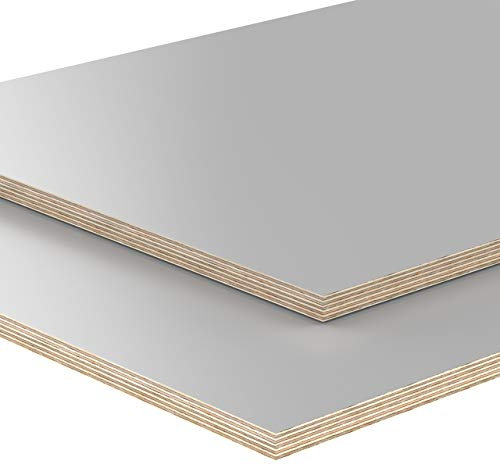 AUPROTEC 18mm Plateau de Table gris 1100 mm x 600 mm Contreplaqué revêtu en mélamine 40cm-200cm au choix Panneau de Contreplaqué en Bouleau : rectangulaire 110x60 cm