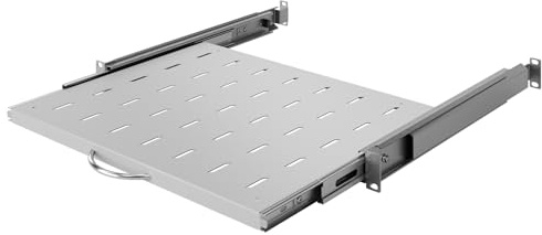 Stalflex 19 Zoll Fachboden 1HE Ausziehbar - Server Rack für Netzwerkschrank | Traglast 25 kg, Befestigung Hinten, Variable Tiefe, 19 Zoll Rack