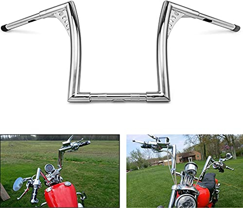 WSays 10 Rise Ape Hangers Handlebar 1-1/4 Diameter Bar Compatible with Harley Sportster XL 1200 883 Touring Road Glide Road King Softail Dyna Models, Chrome