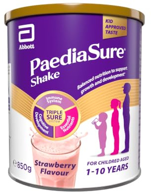 PaediaSure Shake – Strawberry– Multivitamin for Kids – 850g | 26 vitamins & minerals, protein, Vitamin D, supplements healthy growth & development, suitable for ages 1–10