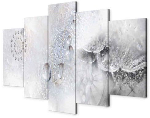murando HandArt Bilder auf Leinwand Pusteblumen5 tlg Leinwandbild Wandbilder Wohnzimmer Wanddekoration Moderne Kunst - Blumen Abstrakt Diamant Tau b-A-0664-b-m