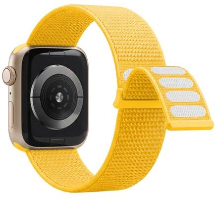 Lobnhot Compatible avec Apple Watch Bracelet 44 mm, 40 mm, 38 mm, 42 mm, 41 mm, 45 mm, 46 mm, bracelet sport en nylon pour iWatch SE Series 10 9 8 7 6 5 4 3 2 1, jaune, 46/45/44/42mm (series3