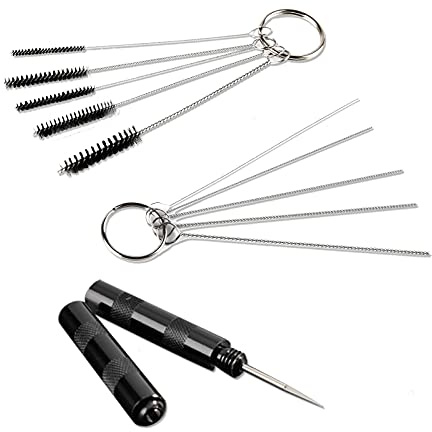 SAGUD Airbrush Painting Cleaning Tools Kit, Air Brush Accessories Spray Gun Cleaner Wash Needle with Nozzle Spanner Wrench and Stainless Steel Brushes Set