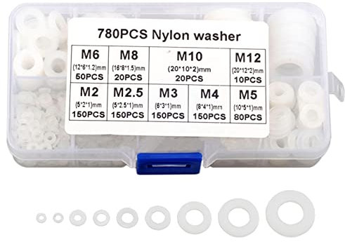Unterlegscheiben Kunststoff Beilagscheiben Washer für Mechanische Nylon Isolierscheiben Gummi Flache Scheibe Flat Washer Sortiment für Wasserschlauch Wasserhahn, Industrie Befestigungen (780 Weiß)
