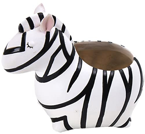 ROSEONE Small Ceramic Flower Pot, Succulent Pots, Cactus Planter, Cartoon Heart-Shaped Decorative Figure Bonsai Plant Pot, Plant Bowl Container for Kitchen, Balcony, Windowsill, Black and White, Zebra