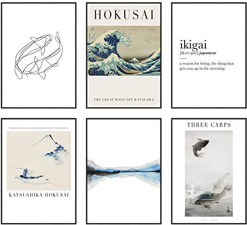 Hambient Tableau Decoration Murale Salon - Decoration Chambre - Tableaux, Posters et Arts Décoratifs - Deco Maison, Cuisine, Bureau (Japonais Hokusai Kanagawa, 30 x 40 cm Sans Cadre)