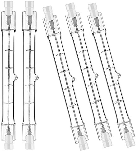 iJiZuo 5 Packs R7s Halogen Bulb 118mm 160W 230V 2600lm 2800K, 360º Beam Angle, R7s Linear Halogen Floodlight for Spotlights, Security, Floor Lamps[Energy Class C]