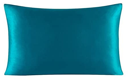 25 Momme Silk Zipper Pillowcase 1pc 100% Natur Maulbeerseide Kissenbezug für gesunde Standard Queen King-New Peacock Blue,50x70cm