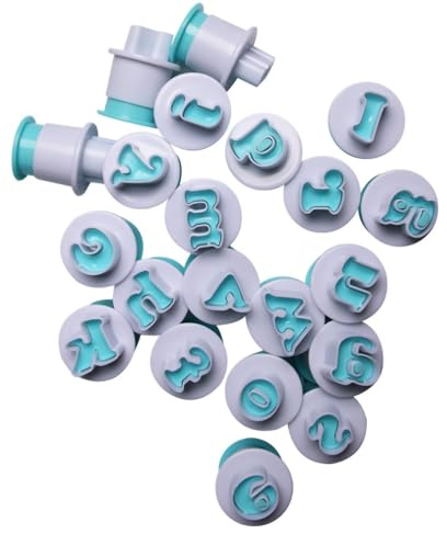 Fondant-Ausstecher-Set, Fondant-Prägeform Buchstaben und Zahlen, Ausstecher für Kuchendekorationen, Fondant-Prägewerkzeug(Kleinbuchstaben)