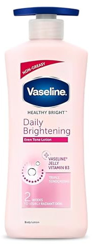 Vaseline Healthy Bright, Lotion hydratante quotidienne pour peau éclatante, 600 ml, pour une peau lumineuse, avec Vitamine B3, peau visiblement éclatante en 2 semaines, lotion légère pour le corps