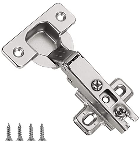 Furniware 2 Pcs Slide-on 35mm Kitchen Cabinet Wardrobe Door Hinge,110 Degree Self Close Full Overlay Standard Hinge-Nickel Plated