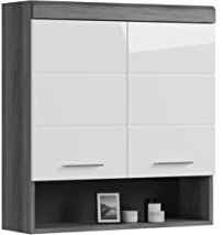 xonox.home - Hängeschrank Scout 74x79x24 cm in rauchsilber und weiß Hochglanz - Hängeschrank Wandschrank Schrank Badmöbel - stabile Konstruktion hochwertig verarbeitet robust und langlebig