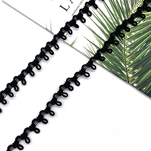 DHER Elástico con ojal Cordón con ojal 18m ojal cordón elástico vestido de novia elástico ojal suelto, las mujeres de cuello elástico de la hebilla,encaje elástico ojal suelto adorno ornamento (Negro)