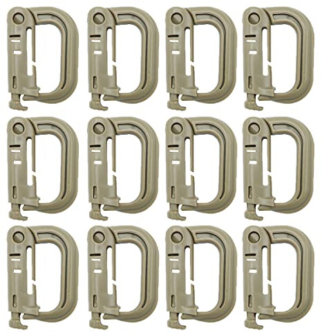 HOUSON 12 Stück D-Form Karabiner - Molle Zubehör Kunststoff Karabinerhaken Clip Set