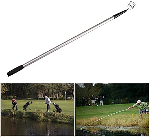JHLP Golfball-Retriever, Teleskop-Aufhebe-Schaufel – Edelstahlschaft, Verriegelungsschaufel – tragbarer Golfballgreifer für Golfer