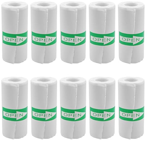 10 Rolls of Thermal Adhesive Sticker Paper 57 x 25 for Mini Thermal Printer Cash Register POS Receipt Inkless Print Black and White Paper Coreless
