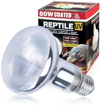 Lucky Herp UVA UVB Lampada riscaldante per Terrario, E27 Lampada UVB per Rettili Terrario 80W, D3 UV Lampada Spot per Tartaruga, Drago Barbuto, Lucertola, Gecko