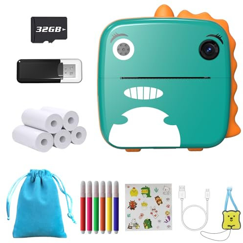 Tapsin Fotocamera per bambini per ragazze e ragazzi fotocamera a stampa istantanea per bambini schermo da 2,4 pollici doppia lente 1080P HD fotocamera digitale con stampa carta fotografica sacchetto