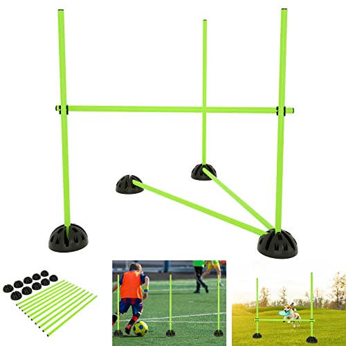 LILIIN Agility hoppstänger-set, träningspinnar, konditionell träning, koordinationshärdar för studs dribbling och rörlighet med 15 stavar – 100 cm, 10 klämmor (grön)