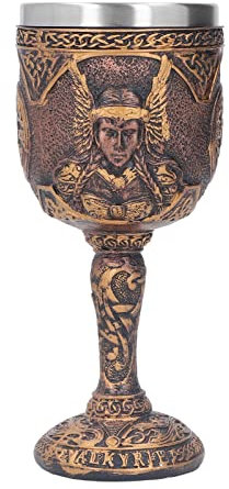 MUNEFE Nordic Viking Goblet, Retro Stainless Steel Beer Cup, Hand Painted Viking Wine Goblet for Cocktails Whisky Red Wine