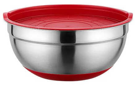 Worparsen Bol de cuisine - Accessoires de cuisine - Saladier avec couvercle - Grande capacité - Fond antidérapant - Surface polie - Facile à nettoyer - Organiseur de rangement des aliments de cuisine