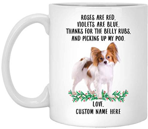 Kaffeebecher Spruch Für Haustierliebhaber: Papillon, Weiß, Rot, Personalisierter Name, Rosen Sind Rot, Veilchen Sind Blau, Hund Weiß Kaffeetasse Retro Keramik-Tasse Unisex Bürotasse Für 330Ml