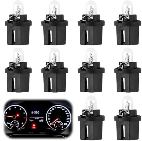 PosyLane 10 Stück Armaturenbrett-Leuchtmittel T5 B8.5D LED Armaturenbrett Auto Dash Light DC 12 V 2 W, generisches Leuchtmittel mit direktem Anschluss, Anzeigelampe für zentrale Steuerung, Warmgelb