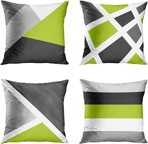 DILOXNSU Kissenbezug 40x40 4er Set Hellgrün Grau Geometrisch Weich Sofakissen Kissenhülle Deko Kissen Bezug Couchkissen Modern Dekokissen Kissenbezüge Zierkissen für Sofa Wohnzimmer Stuhl Bett