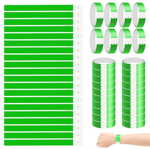 500 Piezas Pulseras de Papel para Eventos, Pulseras de Papel, Pulseras para Eventos, Pulseras para Fiestas,25 x 1,9 cm, para Eventos Festivales Música Conciertos Concursos (Verde) (Verde)