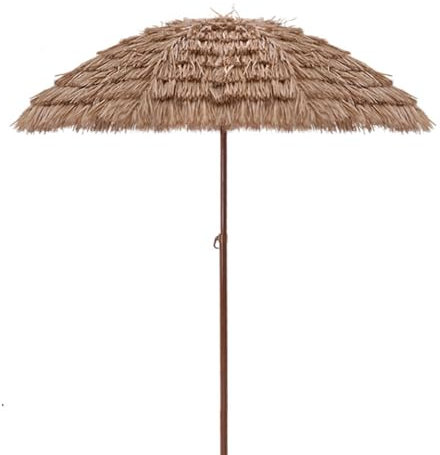 HESHEQ Sonnenschirm Hawaii,30° knickbar, Strandschirm mit 8 Rippen, Terrassenschirm tragbar leicht, Tischschirm zum Sonnenschutz,Bast Sonnenschirm,Gartenschrim (Size : 240cm)