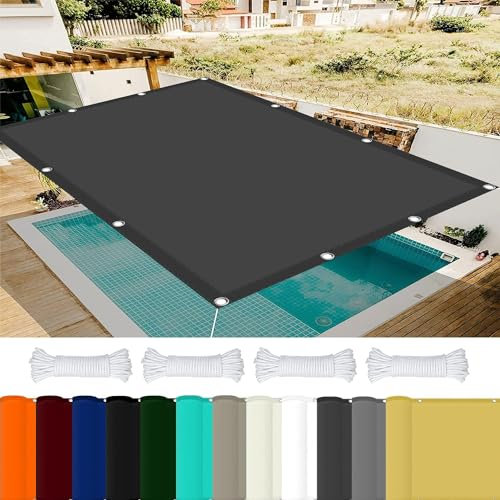 Telo di Ricambio per Ombrellone 3 x 10 m 98% Protezione UV Telo Ombreggiante Facile da Installare per Giardino, Balcone, Piscina, Grigio Scuro