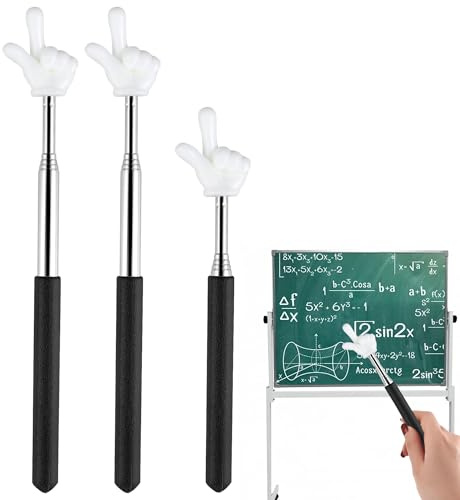 3 Stück Zeigestab Ausziehbar Teleskop, Schwarz, Lehrer Zeiger Teleskopstab | Edelstahl, Versenkbar Zeigestock Ausziehbar, für Lehrer, für Klassenzimmer Interaktion
