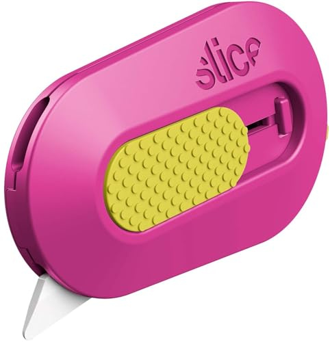 Slice Mini Box Cutter, Manual Retractable Safe Ceramic Box Cutter, Lasts 11X Longer Than Metal Box Opener, 1 Piece, Fuchsia
