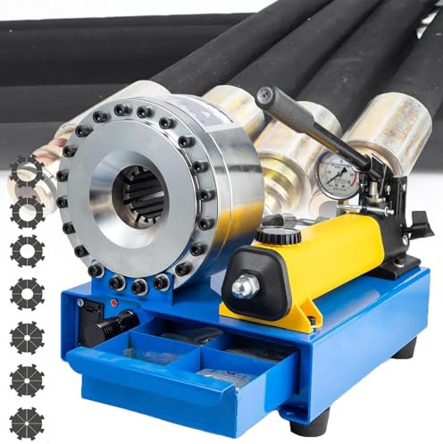 ZOKQSEIF Macchina crimpatrice per Tubi Flessibili Idraulici, pressa crimpatrice Portatile per Tubi Flessibili con 7 Set di matrici - Strumento per crimpatura di Tubi 6-25 mm 10-31 mm