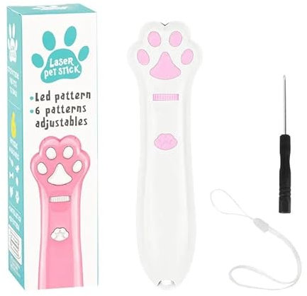 HYUIND Palo láser for burlarse de Gatos, 5 Modos + Puntero de luz LED de Punto Rojo, Juguetes de proyección interactivos for Interiores, Accesorios for Mascotas(1)
