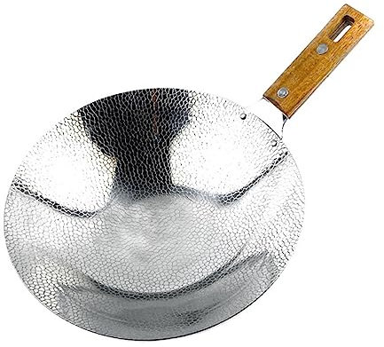 Warmhm Stir-Fried Pork Pot Heavy Duty Wok Frying Pan Stainless Steel Cookware Accessories for Everyday Use Kitchen Supply Wok Pan for Gas Stove Household Cooking Pot Steel Cookware