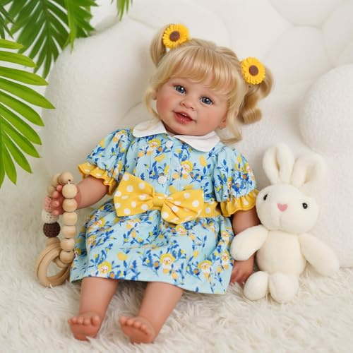 BABESIDE Reborn-Kleinkindpuppen Lebensechte Babypuppe 50 cm Realistische Babys Mädchen Lebensecht Vinylhaut Weicher Stoffkörper mit Sommersprossen, Geschenk-Accessoires für Kinder ab 3 Jahren
