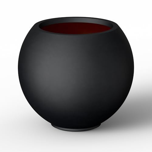 Kante Fioriera rotonda in cemento, nera, diametro 49 cm x altezza 41,9 cm