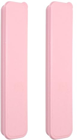 uxcell 2 Pcs Travel Utensil Holders with Case, 10.8 Portable Flatware Box with Slot Stand Reusable Plastic Travel Cutlery Case for Fork Spoon Chopsticks Lunch Box, Pink (Flat Cover)