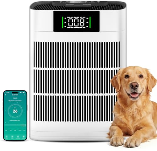 Alphaappliance Smart HEPA Air Purifier for Bedroom Home 60m²,4 Layer Filter | for Smoke, Dust, Pollen, Pet Odours, CADR 220 m³/h, 3+1 Mode and App control, 25dB Ultra-quiet, AP001