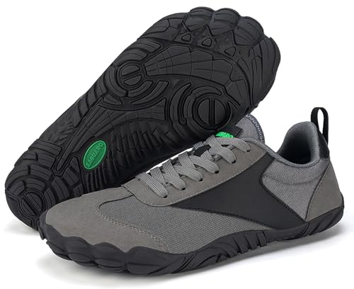 SAGUARO Unisex barfotaskor, lätta, ventilerande, halkfria, barfota, sneakers med bred tålåda, GRÅ, 45 EU