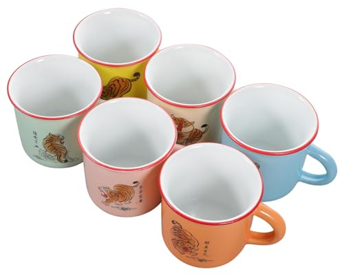 LIGHTAOTAO Lot De 6 Gobelets En Émail Vintage 150 Ml Taille Moyenne En Couleurs Mélangées, Tasses Résistantes Pour Garçon Et Filles, École Et Boissons Chaudes, Ensemble Pratique Pour Usage Quotidien