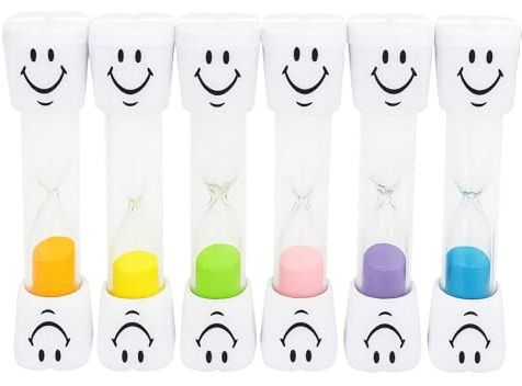 Reloj de arena para cepillarse los dientes para niños, juego de 6 relojes de arena para niños, reloj de puñalada de 3 minutos, temporizador de reloj de arena para cepillarse los dientes, cocina